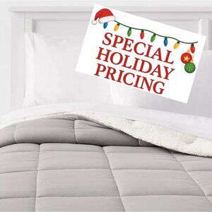 GRAY - Microfiber Reversible Comforter (Size TWIN Extra Long)-Faux Shearling-NEW